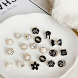 10pcs Button Brooch Set Imitation Pearl Rhinestones Pin Coat Clothes Accessories Gift Prevent Exposure Brooches for Women daiiibabyyy
