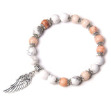 Handmade Silver Color Rose Angel Wing Pendant Bracelet Natural Pink Quartz Crystal Beads Charm Bracelet Women Romantic Jewelry daiiibabyyy