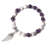 Handmade Silver Color Rose Angel Wing Pendant Bracelet Natural Pink Quartz Crystal Beads Charm Bracelet Women Romantic Jewelry daiiibabyyy