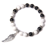 Handmade Silver Color Rose Angel Wing Pendant Bracelet Natural Pink Quartz Crystal Beads Charm Bracelet Women Romantic Jewelry daiiibabyyy
