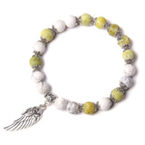 Handmade Silver Color Rose Angel Wing Pendant Bracelet Natural Pink Quartz Crystal Beads Charm Bracelet Women Romantic Jewelry daiiibabyyy