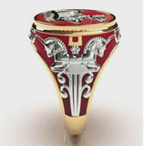 Milangirl Creative Personality King Horse Two-tone Knight Rings for Men Hip Hop Punk Style Fashion  Rings daiiibabyyy