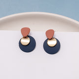 Korean Blue Geometric Acrylic Resin Drop Earrings for Women Statement Round Square Dangle Earrings  Fashion Brincos Jewelry daiiibabyyy