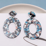 Korean Blue Geometric Acrylic Resin Drop Earrings for Women Statement Round Square Dangle Earrings  Fashion Brincos Jewelry daiiibabyyy