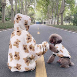 Pet clothes for fall/winter plus velvet bear print Teddy Bichon Schnauzer coat warm dog coat new parent-child outfit daiiibabyyy
