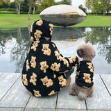 Pet clothes for fall/winter plus velvet bear print Teddy Bichon Schnauzer coat warm dog coat new parent-child outfit daiiibabyyy