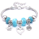 Charm Bracelet & Bangles Jewelry white butterfly Crown Beads Bracelets Brands Bracelets Fit Women Girl Friendship Gift daiiibabyyy