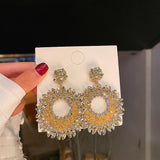 Fashion Oversized Hollow Round Alloy Drop Earrings For Women Geometry Alloy Earrings Wedding Pendientes Party Jewelry daiiibabyyy