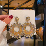 Fashion Oversized Hollow Round Alloy Drop Earrings For Women Geometry Alloy Earrings Wedding Pendientes Party Jewelry daiiibabyyy