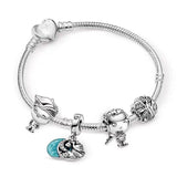 Love You Forever Beads Charm Bracelets DIY Elegant Silver Color Snake Chain Bracelets For Women Lover Jewelry Gift Special Offer daiiibabyyy
