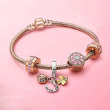 Love You Forever Beads Charm Bracelets DIY Elegant Silver Color Snake Chain Bracelets For Women Lover Jewelry Gift Special Offer daiiibabyyy