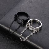 Daiiibabyyy Punk Fashion Black Silver Color Chain Rings Open Adjustable Cool Women Men Ring Jewelry Accessories