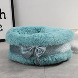 Long Plush Super Soft Dogs Beds With Bow Pet Kennel Lounger Fluffy Cat House Winter Warm Sofa Basket for Small Medium Large Dogs daiiibabyyy
