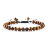 6mm Natural Stone Men Bracelets Charm Tiger Eye Black Beads Bracelet Braided Bangle Adjustable Charm Women Yoga Jewelry pulseras daiiibabyyy