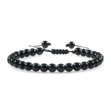 6mm Natural Stone Men Bracelets Charm Tiger Eye Black Beads Bracelet Braided Bangle Adjustable Charm Women Yoga Jewelry pulseras daiiibabyyy