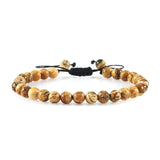 6mm Natural Stone Men Bracelets Charm Tiger Eye Black Beads Bracelet Braided Bangle Adjustable Charm Women Yoga Jewelry pulseras daiiibabyyy
