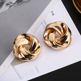 Big Vintage Metal Twisted Stud Earrings For Women Charm Gold Color Za Maxi Statement Spiral Whirlpool Earrings Jewelry daiiibabyyy