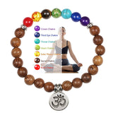 7 Chakra Bracelet Natural Lava Stone Wooden Bead Pendant Bracelets Bangles Buddha Prayer Healing Balance Charm Yoga Jewelry Gift daiiibabyyy