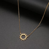 DOTIFI 316L Stainless Steel Necklace Gold Circle Irregular Sun Hollow Out Round Pendant Necklaces For Women Jewelry Gifts daiiibabyyy