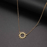 DOTIFI 316L Stainless Steel Necklace Gold Circle Irregular Sun Hollow Out Round Pendant Necklaces For Women Jewelry Gifts daiiibabyyy