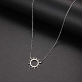 DOTIFI 316L Stainless Steel Necklace Gold Circle Irregular Sun Hollow Out Round Pendant Necklaces For Women Jewelry Gifts daiiibabyyy