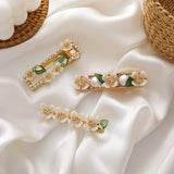New Fashion Elegant Fresh Shell Flowers And Leaves Barrettes Ornaments Bride Hairpin Retro Simulated Pearl Hair Hair Clip daiiibabyyy