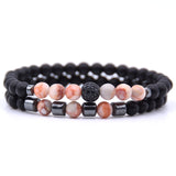 6mm Natural stone beads Bracelet 2pcs/set CZ Ball Beaded bracciali femme Friends Bracelets For Women Men Jewelry mens bileklik daiiibabyyy