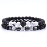 6mm Natural stone beads Bracelet 2pcs/set CZ Ball Beaded bracciali femme Friends Bracelets For Women Men Jewelry mens bileklik daiiibabyyy