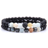 6mm Natural stone beads Bracelet 2pcs/set CZ Ball Beaded bracciali femme Friends Bracelets For Women Men Jewelry mens bileklik daiiibabyyy