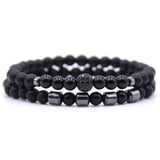 6mm Natural stone beads Bracelet 2pcs/set CZ Ball Beaded bracciali femme Friends Bracelets For Women Men Jewelry mens bileklik daiiibabyyy