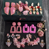 Ztech New Korea Fashion Pink Resin Beaded Drop Earrings For Women Girls ZA Wedding Jewelry 30 Designs Dangle Statement Bijoux daiiibabyyy