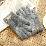 Knitted Gloves Winter Warm Thick Touch Screen Fur Gloves Solid Mittens for Mobile Phone Tablet Pad Women's Cashmere Wool Glove daiiibabyyy