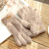 Knitted Gloves Winter Warm Thick Touch Screen Fur Gloves Solid Mittens for Mobile Phone Tablet Pad Women's Cashmere Wool Glove daiiibabyyy