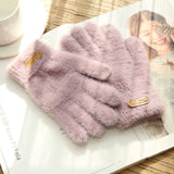 Knitted Gloves Winter Warm Thick Touch Screen Fur Gloves Solid Mittens for Mobile Phone Tablet Pad Women's Cashmere Wool Glove daiiibabyyy