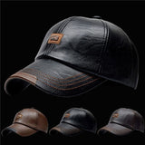 NEW Baseball Cap Casual Fashion Hat Autumn And Winter Plus Velvet Cap Leather Baseball Cap For Men daiiibabyyy