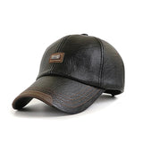 NEW Baseball Cap Casual Fashion Hat Autumn And Winter Plus Velvet Cap Leather Baseball Cap For Men daiiibabyyy