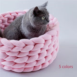 Warm Soft Pet Dogs Cats Bed Mats Handmade Knit Detachable Washable Small Dogs Cats Cave Basket Sleeping Bags Cozy Pets House daiiibabyyy