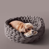 Warm Soft Pet Dogs Cats Bed Mats Handmade Knit Detachable Washable Small Dogs Cats Cave Basket Sleeping Bags Cozy Pets House daiiibabyyy