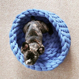 Warm Soft Pet Dogs Cats Bed Mats Handmade Knit Detachable Washable Small Dogs Cats Cave Basket Sleeping Bags Cozy Pets House daiiibabyyy