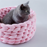 Warm Soft Pet Dogs Cats Bed Mats Handmade Knit Detachable Washable Small Dogs Cats Cave Basket Sleeping Bags Cozy Pets House daiiibabyyy