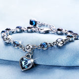 Classic ocean heart blue crystal bracelet for women alloy fashion simple Metal love Valentine's Day gift  jewelry . daiiibabyyy