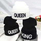 Beanies KING QUEEN Letter Embroidery Warm Hat Knitted Cap Hip Hop Men Women Lovers Street Dance Bonnet Skullies Black White daiiibabyyy