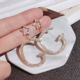 Fashion Shiny Crystal Letter Pendant Earrings for Women 2021 New Korean Statement Earrings Girl Party Jewelry Accessories Gifts daiiibabyyy