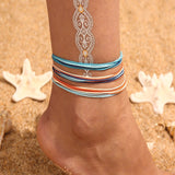 Vintage Shell Ankle Bracelet Set For Women Bohemian Rope Chain Sequin Anklets Summer Beach Girls Barefoot Leg Chain Boho Jewelry daiiibabyyy