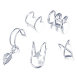 7pcs Fashion Gold Star Leaves Non-Piercing Ear Clip Earrings For Women Simple Fake Cartilage Ear Cuff Jewelry Clip Accessories daiiibabyyy
