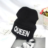 Beanies KING QUEEN Letter Embroidery Warm Hat Knitted Cap Hip Hop Men Women Lovers Street Dance Bonnet Skullies Black White daiiibabyyy
