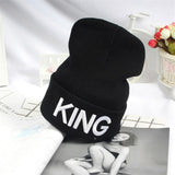 Beanies KING QUEEN Letter Embroidery Warm Hat Knitted Cap Hip Hop Men Women Lovers Street Dance Bonnet Skullies Black White daiiibabyyy