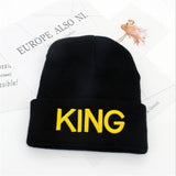 Beanies KING QUEEN Letter Embroidery Warm Hat Knitted Cap Hip Hop Men Women Lovers Street Dance Bonnet Skullies Black White daiiibabyyy