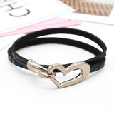 TOTABC Newest Design Black Simple love Leather Charms Bracelet for Women Simple Blank Design Amazing Width Bracelet & Bangle daiiibabyyy