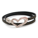 TOTABC Newest Design Black Simple love Leather Charms Bracelet for Women Simple Blank Design Amazing Width Bracelet & Bangle daiiibabyyy